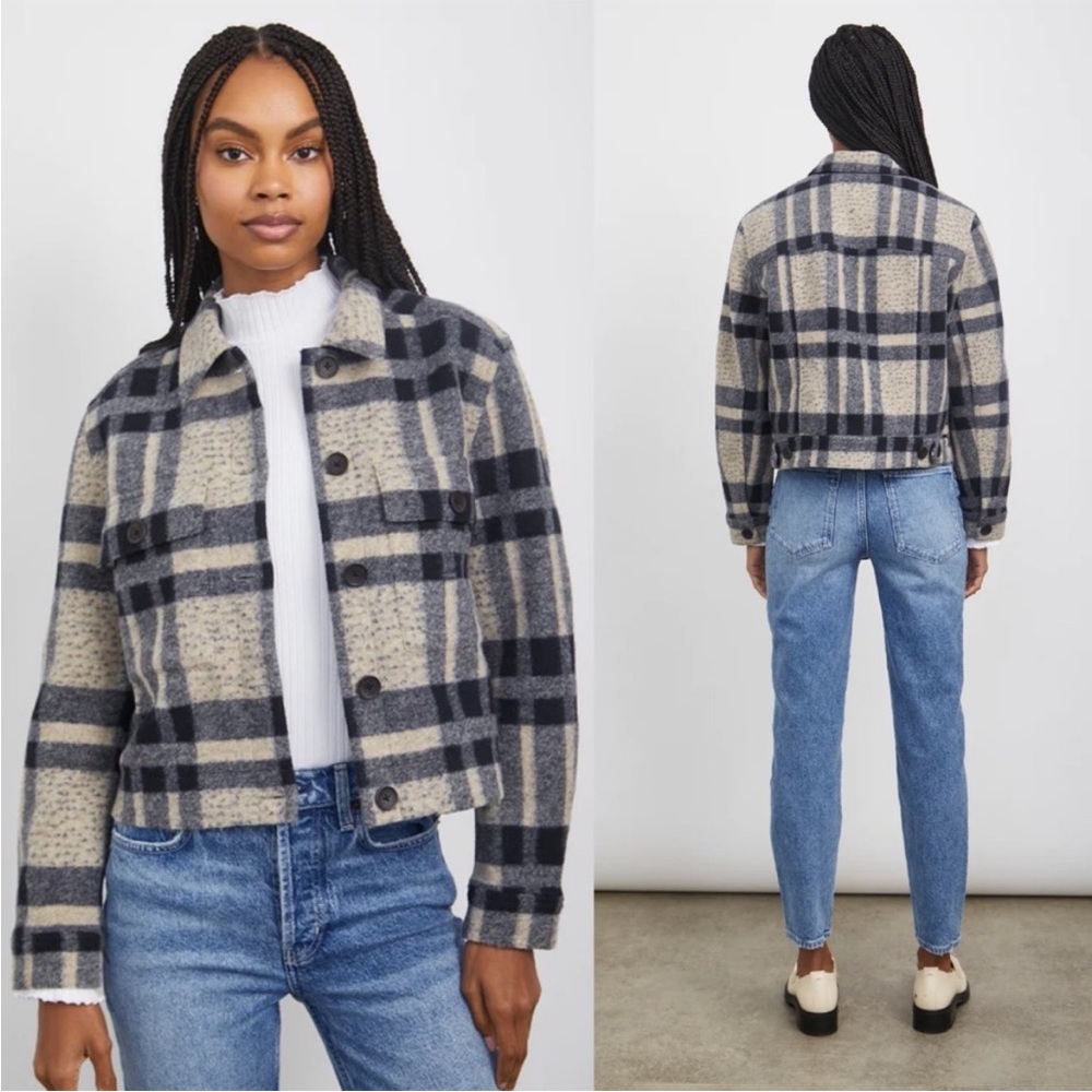 Rails Steffi Plaid Trucker Jacket Tan Pacific Check Size Medium